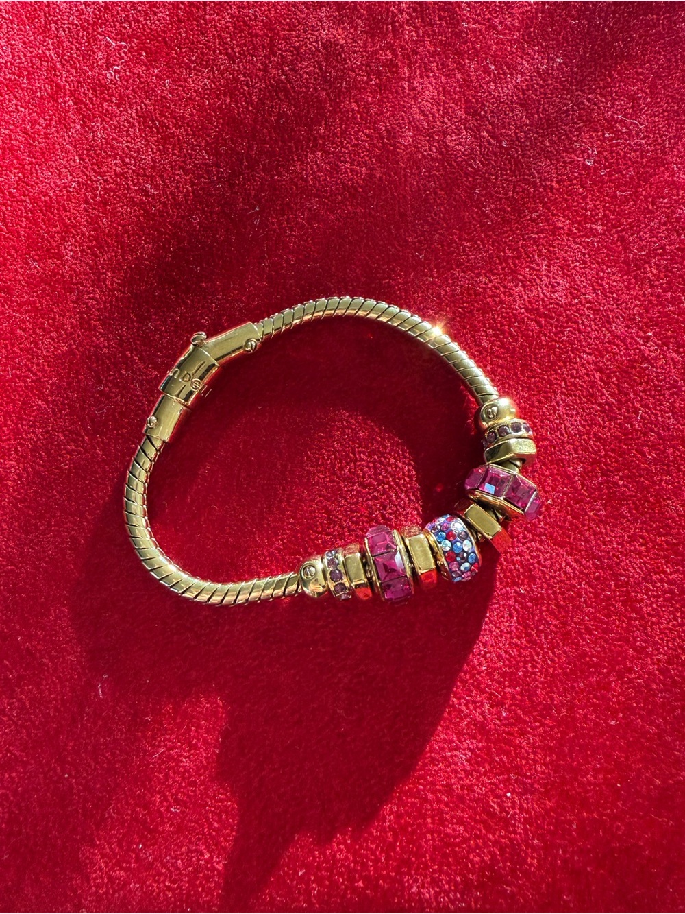 Henri Bendel - Gold-Tone Bracelet with Pink Crystal Accent Beads
